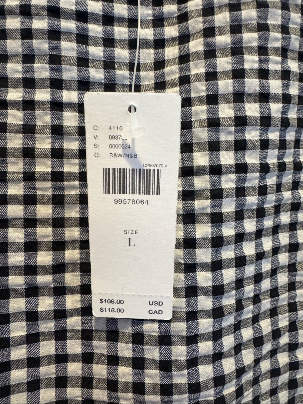 Off-Shoulder Gingham Puff-Sleeve Top in Black and White - Picture 4 of 5